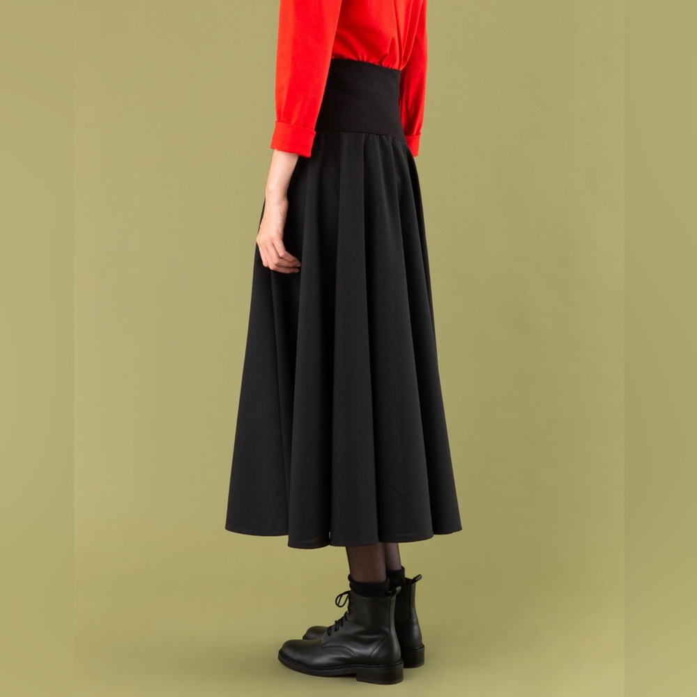 Agnes B. Black A-Line Midi Skirt - Picture 6 of 11